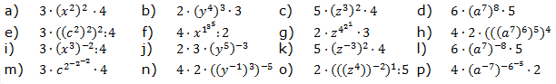 Vereinfache den Term, wende das 3. Potenzgesetz an. (Aufgabensatz 6 Blatt 3 der Grundlagen zu Potenzen mit gleicher Basis/© by www.fit-in-mathe-online.de)