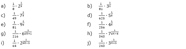 Fasse zu einer einzigen Potenz zusammen. (Aufgabensatz 2 Blatt 2/3 Fortgeschritten zu Potenzen mit rationalem Exponenten/© by www.fit-in-mathe-online.de)