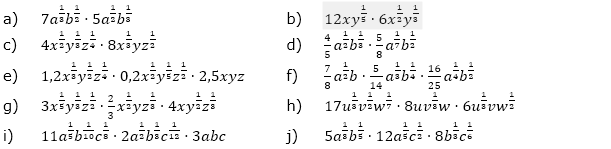 Vereinfache. (Aufgabensatz 3 Blatt 2/3 Fortgeschritten zu Potenzen mit rationalem Exponenten/© by www.fit-in-mathe-online.de)