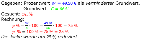Prozentrechnung Prozentsatz Lösungen zum Aufgabensatz 11 Blatt 2/2 Fortgeschritten Bild 1/© by www.fit-in-mathe-online.de