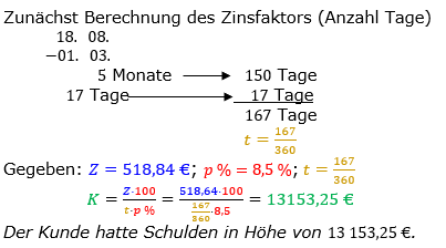 Zinsrechnung Kapital berechnen Lösungen zum Aufgabensatz 10 Blatt 2/2 Fortgeschritten Bild A2210L01/© by www.fit-in-mathe-online.de