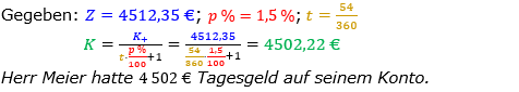 Zinsrechnung Kapital berechnen Lösungen zum Aufgabensatz 06 Blatt 3/2 Expert Bild A3206L01/© by www.fit-in-mathe-online.de