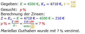 Zinsrechnung vermischte Aufgaben Lösungen zum Aufgabensatz 07 Blatt 03 Bild A0307L01/© by www.fit-in-mathe-online.de