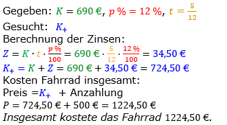 Zinsrechnung vermischte Aufgaben Lösungen zum Aufgabensatz 09 Blatt 03 Bild A0309L01/© by www.fit-in-mathe-online.de