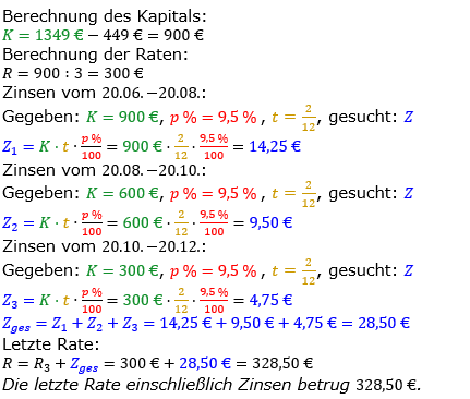 Zinsrechnung vermischte Aufgaben Lösungen zum Aufgabensatz 11 Blatt 05 Bild A0511L01/© by www.fit-in-mathe-online.de