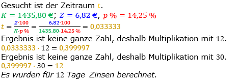 Zinsrechnung Zeitraum berechnen Lösungen zum Aufgabensatz 08 Blatt 1/2 Grundlagen Bild A1208L01/© by www.fit-in-mathe-online.de