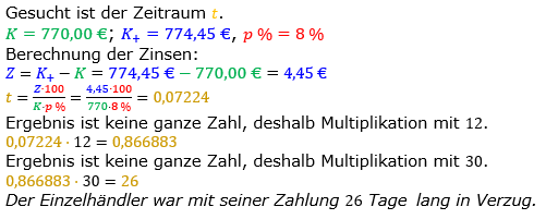 Zinsrechnung Zeitraum berechnen Lösungen zum Aufgabensatz 09 Blatt 1/2 Grundlagen Bild A1209L01/© by www.fit-in-mathe-online.de
