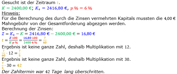 Zinsrechnung Zeitraum berechnen Lösungen zum Aufgabensatz 10 Blatt 1/2 Grundlagen Bild A1210L01/© by www.fit-in-mathe-online.de