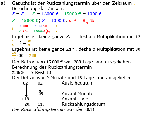 Zinsrechnung Zeitraum berechnen Lösungen zum Aufgabensatz 09 Blatt 2/1 Fortgeschritten Bild A2109L01/© by www.fit-in-mathe-online.de