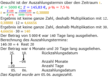 Zinsrechnung Zeitraum berechnen Lösungen zum Aufgabensatz 10 Blatt 2/1 Fortgeschritten Bild A2110L01/© by www.fit-in-mathe-online.de