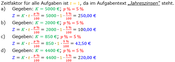 Zinsrechnung Zinsen berechnen Lösungen zum Aufgabensatz 03 Blatt 1/1 Grundlagen Bild A1103L01/© by www.fit-in-mathe-online.de