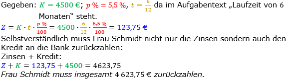 Zinsrechnung Zinsen berechnen Lösungen zum Aufgabensatz 07 Blatt 1/2 Grundlagen Bild A1207L01/© by www.fit-in-mathe-online.de