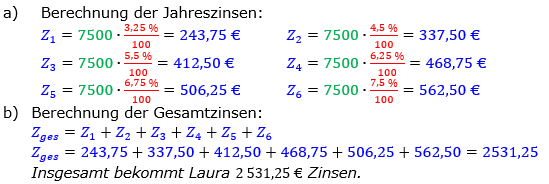 Zinsrechnung Zinsen berechnen Lösungen zum Aufgabensatz 08 Blatt 1/2 Grundlagen Bild A1208L01/© by www.fit-in-mathe-online.de