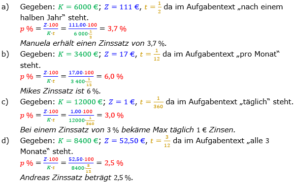 Zinsrechnung Zinssatz berechnen Lösungen zum Aufgabensatz 03 Blatt 1/2 Grundlagen Bild A1203L01/© by www.fit-in-mathe-online.de