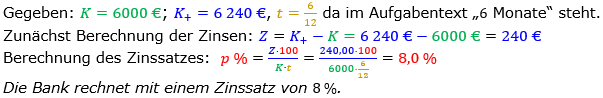 Zinsrechnung Zinssatz berechnen Lösungen zum Aufgabensatz 07 Blatt 2/1 Fortgeschritten Bild A2107L01/© by www.fit-in-mathe-online.de