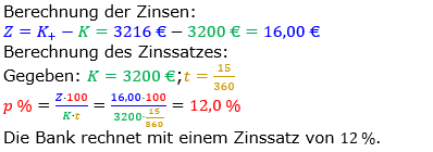 Zinsrechnung Zinssatz berechnen Lösungen zum Aufgabensatz 02 Blatt 2/3 Fortgeschritten Bild A2302L01/© by www.fit-in-mathe-online.de
