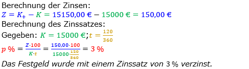 Zinsrechnung Zinssatz berechnen Lösungen zum Aufgabensatz 07 Blatt 2/3 Fortgeschritten Bild A2307L01/© by www.fit-in-mathe-online.de