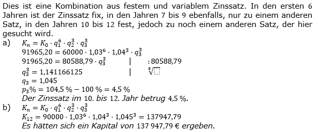 Zinseszinses Kapitalentwicklung Lösungen zum Aufgabensatz 9 Blatt 1/2 Grundlagen Bild 1/© by www.fit-in-mathe-online.de