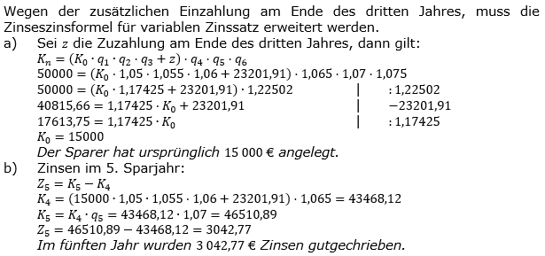 Zinseszinses Kapitalentwicklung Lösungen zum Aufgabensatz 14 Blatt 1/2 Grundlagen Bild 1/© by www.fit-in-mathe-online.de