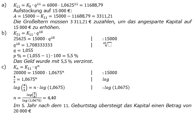 Zinseszinses Kapitalentwicklung Lösungen zum Aufgabensatz 8 Blatt 2/1 Fortgeschritten Bild 1/© by www.fit-in-mathe-online.de
