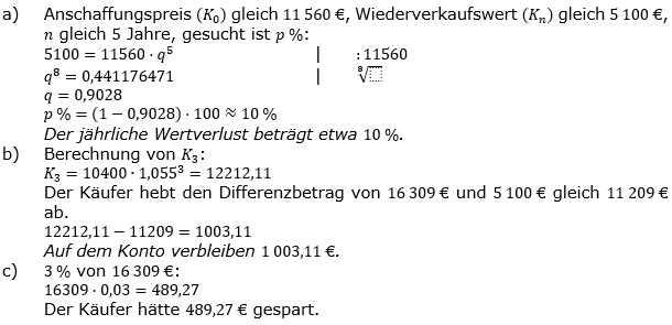 Zinseszinses Kapitalentwicklung Lösungen zum Aufgabensatz 5 Blatt 3/1 Expert Bild 1/© by www.fit-in-mathe-online.de