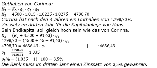 Zinseszinses Kapitalentwicklung Lösungen zum Aufgabensatz 1 Blatt 3/2 Expert Bild 1/© by www.fit-in-mathe-online.de
