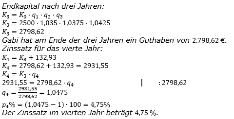 Zinseszinses Kapitalentwicklung Lösungen zum Aufgabensatz 4 Blatt 3/2 Expert Bild 1/© by www.fit-in-mathe-online.de