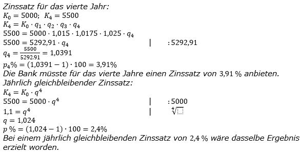 Zinseszinses Kapitalentwicklung Lösungen zum Aufgabensatz 5 Blatt 3/2 Expert Bild 1/© by www.fit-in-mathe-online.de