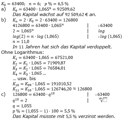 Zinseszinses Prüfungsaufgaben Lösungen zum Aufgabensatz 2 Blatt 1 A01 - A08 Bild 1/© by www.fit-in-mathe-online.de