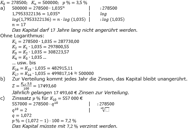 Zinseszinses Prüfungsaufgaben Lösungen zum Aufgabensatz 4 Blatt 1 A01 - A08 Bild 1/© by www.fit-in-mathe-online.de