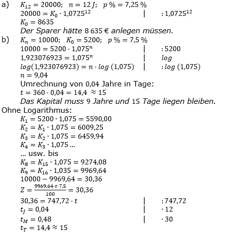 Zinseszinses Prüfungsaufgaben Lösungen zum Aufgabensatz 5 Blatt 1 A01 - A08 Bild 1/© by www.fit-in-mathe-online.de