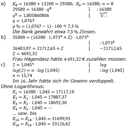 Zinseszinses Prüfungsaufgaben Lösungen zum Aufgabensatz 28 Blatt 4 A25 - A32 Bild 1/© by www.fit-in-mathe-online.de