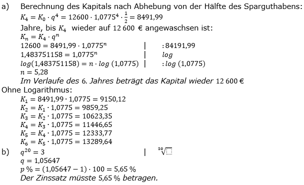 Zinseszinses Prüfungsaufgaben Lösungen zum Aufgabensatz 31 Blatt 4 A25 - A32 Bild 1/© by www.fit-in-mathe-online.de