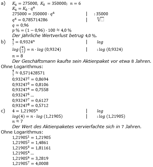 Zinseszinses Prüfungsaufgaben Lösungen zum Aufgabensatz 32 Blatt 4 A25 - A32 Bild 1/© by www.fit-in-mathe-online.de
