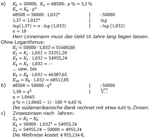 Zinseszinses Prüfungsaufgaben Lösungen zum Aufgabensatz 35 Blatt 5 A33 - A40 Bild 1/© by www.fit-in-mathe-online.de