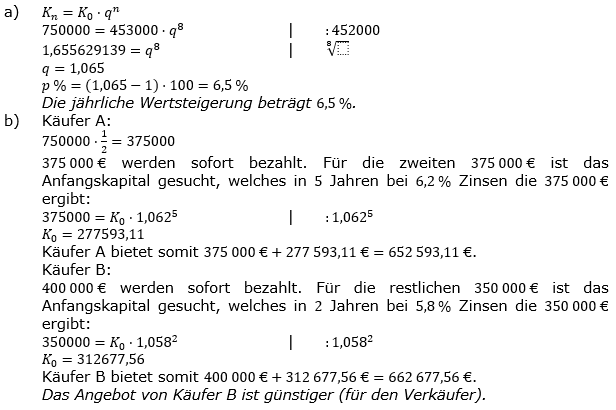 Zinseszinses Prüfungsaufgaben Lösungen zum Aufgabensatz 36 Blatt 5 A33 - A40 Bild 1/© by www.fit-in-mathe-online.de