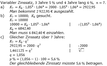 Zinseszinses Prüfungsaufgaben Lösungen zum Aufgabensatz 37 Blatt 5 A33 - A40 Bild 1/© by www.fit-in-mathe-online.de