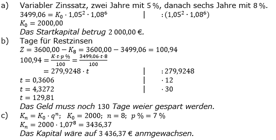 Zinseszinses Prüfungsaufgaben Lösungen zum Aufgabensatz 41 Blatt 6 A41 - A48 Bild 1/© by www.fit-in-mathe-online.de