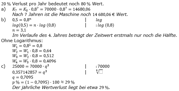 Zinseszinses Prüfungsaufgaben Lösungen zum Aufgabensatz 45 Blatt 6 A41 - A48 Bild 1/© by www.fit-in-mathe-online.de
