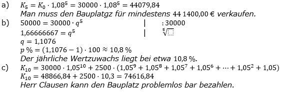 Zinseszinses Prüfungsaufgaben Lösungen zum Aufgabensatz 47 Blatt 6 A41 - A48 Bild 1/© by www.fit-in-mathe-online.de