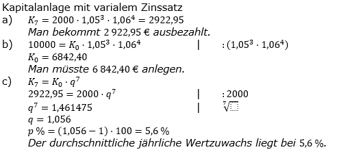 Zinseszinses Prüfungsaufgaben Lösungen zum Aufgabensatz 48 Blatt 6 A41 - A48 Bild 1/© by www.fit-in-mathe-online.de