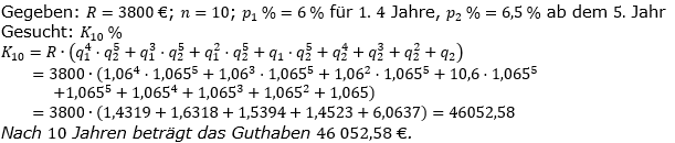 Ratensparen variabler Zinssatz Lösungen zum Aufgabensatz 1 Blatt 2/12Fortgeschritten/© by www.fit-in-mathe-online.de