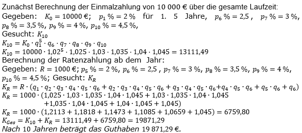 Ratensparen variabler Zinssatz Lösungen zum Aufgabensatz 3 Blatt 2/12Fortgeschritten/© by www.fit-in-mathe-online.de