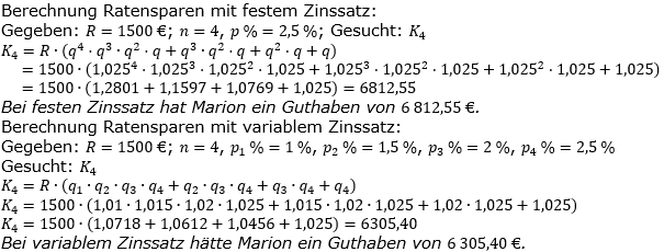 Ratensparen variabler Zinssatz Lösungen zum Aufgabensatz 4 Blatt 2/12Fortgeschritten/© by www.fit-in-mathe-online.de