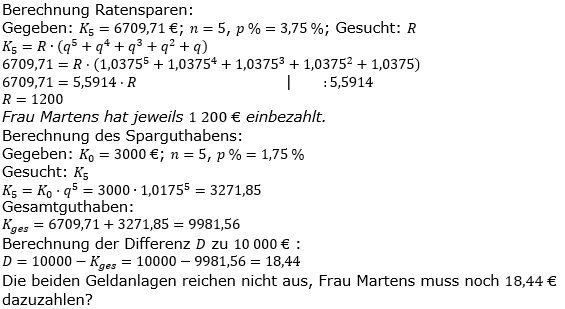 Ratensparen variabler Zinssatz Lösungen zum Aufgabensatz 6 Blatt 2/12Fortgeschritten/© by www.fit-in-mathe-online.de