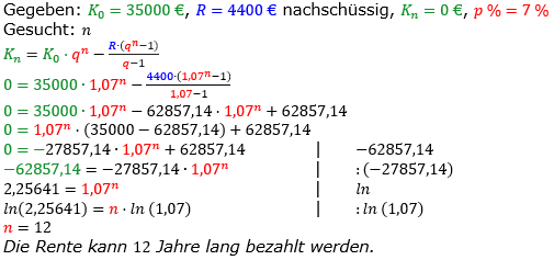 Rentenrechnung Lösungen zum Aufgabensatz 13 Blatt 2/2 Fortgeschritten/© by www.fit-in-mathe-online.de