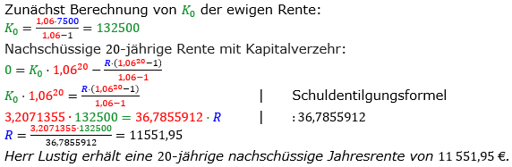Rentenrechnung Lösungen zum Aufgabensatz 8 Blatt 2/3 Fortgeschritten/© by www.fit-in-mathe-online.de