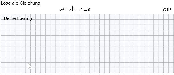 Löse die Gleichung. (Grafik g8k12/W03A0201 im Aufgabensatz 2 Wochenblatt 03 Kursstufe 2 Prüfungsvorbereitung Abitur) /© by www.fit-in-mathe-online.de)
