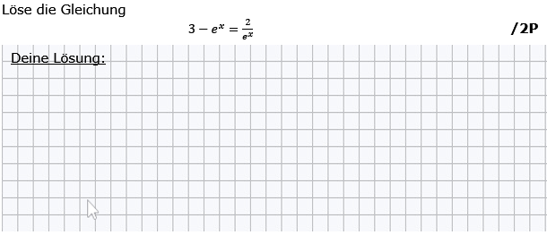 Löse die Gleichung. (Grafik g8k12/W04A0201 im Aufgabensatz 2 Wochenblatt 04 Kursstufe 2 Prüfungsvorbereitung Abitur) /© by www.fit-in-mathe-online.de)