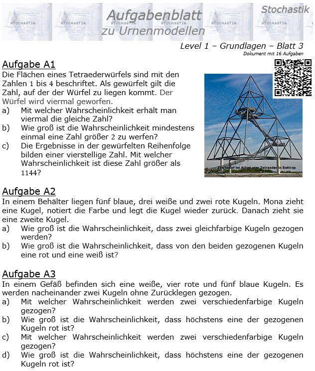Stochastik Urnenmodelle Aufgabenblatt Grundlagen 1/3 / © by Fit-in-Mathe-Online.de